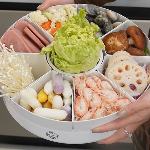 嘉际旋转蔬菜火锅拼盘家用创意备菜分格盘多功能配菜盘实用多格客定制