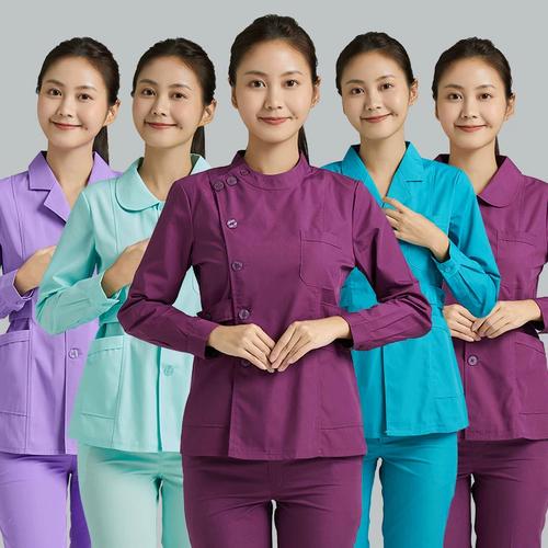 护士服长袖女短款分体套装月嫂家政养老院急诊护工理员墨绿工作服