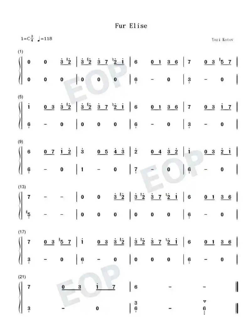 致爱丽丝|初学者最简易版双手简谱 五线谱 谁还不会站出来 告诉我到底