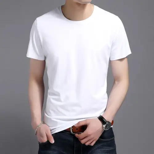 啄木鸟夏季新款男装纯棉打底衫韩版青年男士休闲修身圆领短袖t恤