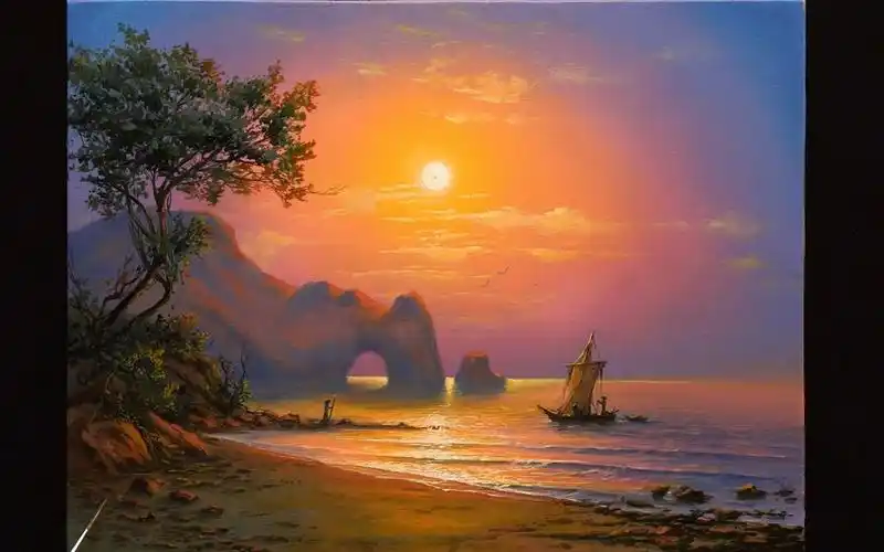 【油画】【丙烯画】国外ynv art 的《海边》绘画过程