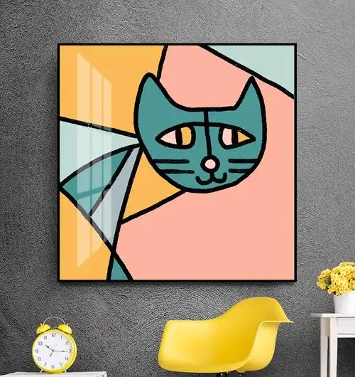 抽象北欧现代简约动物猫咪装饰装饰画画画芯挂画墙画现代装饰画