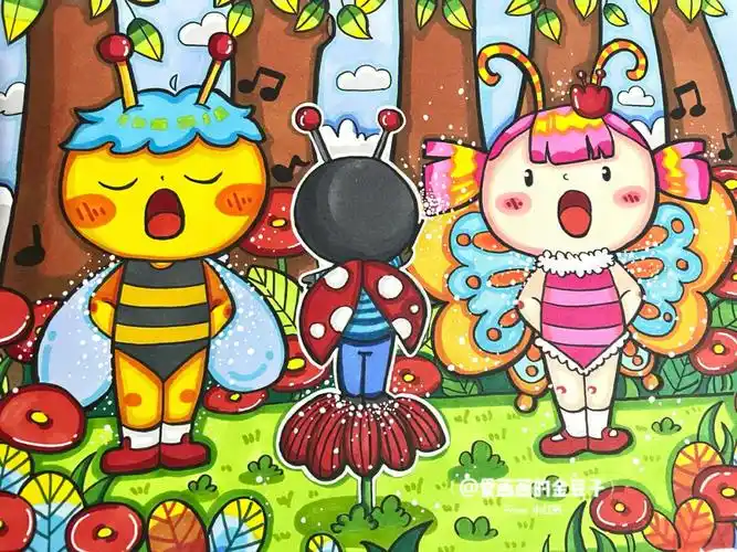 森林动物演唱会主题儿童画