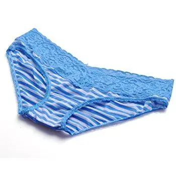 女士性感条纹内裤提臀 锦纶女三角裤单条价 蓝色条纹