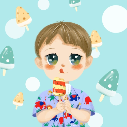 吃雪糕的小孩
