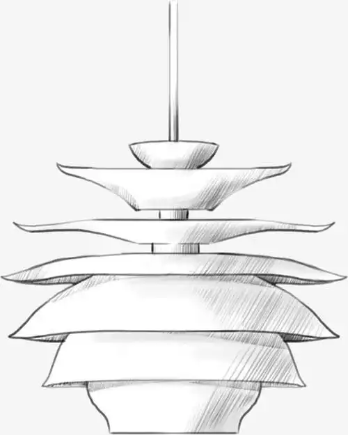 手绘分层素描吊灯装饰