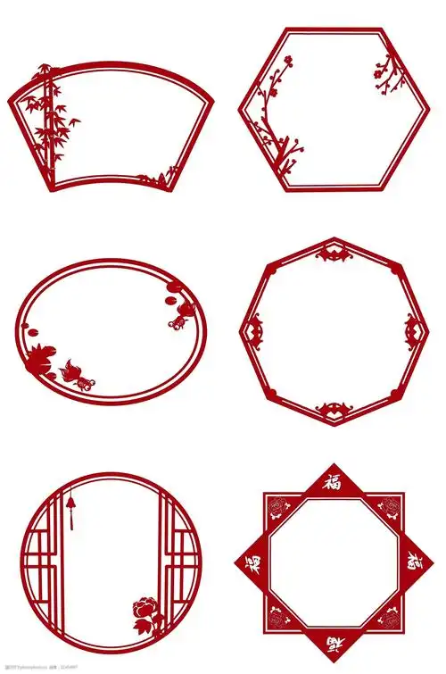 中国风古典红色边框png素材
