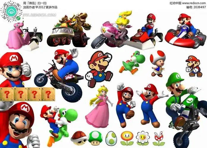 卡通人物 三维立体的超级马里奥兄弟人物角色集合