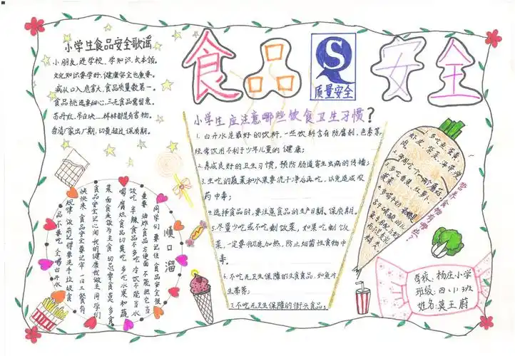 真武镇"食品安全在我心中"知识手抄报作品展示