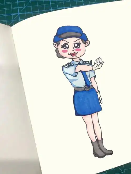 职业简笔画女交警