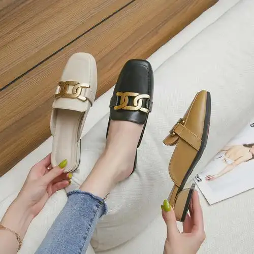 包头网红女鞋大码凉拖穆勒半托百搭新款2022包头拖