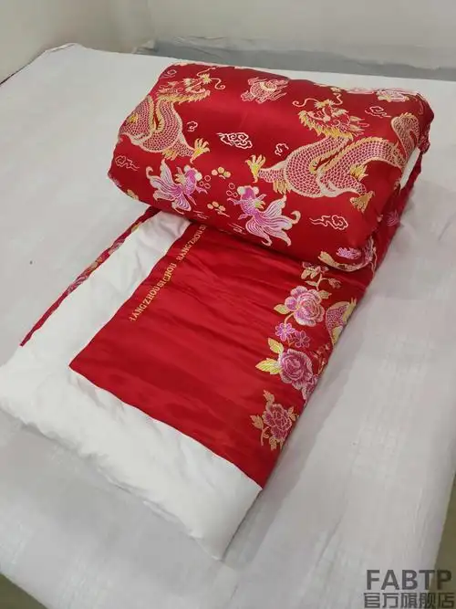 老式丝绸绸缎喜被子传统包边手工丝绸棉花被定制古代绸缎被子婚庆喜被