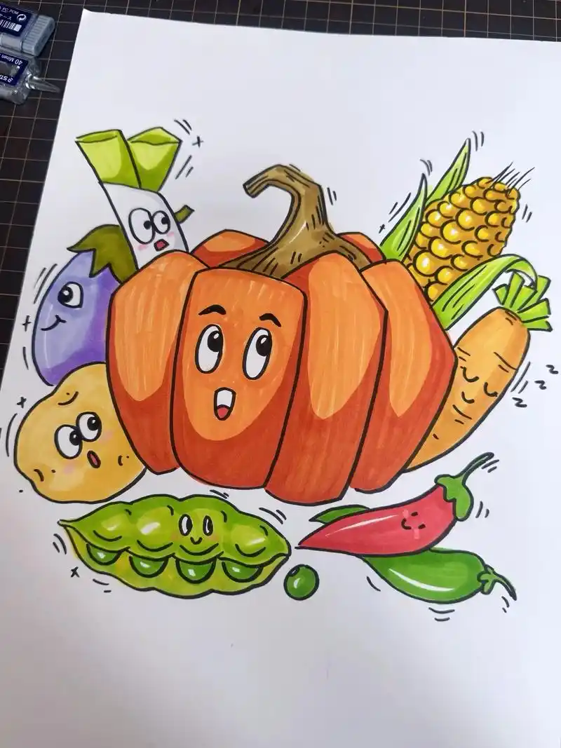 马克笔手绘蔬菜简笔画.