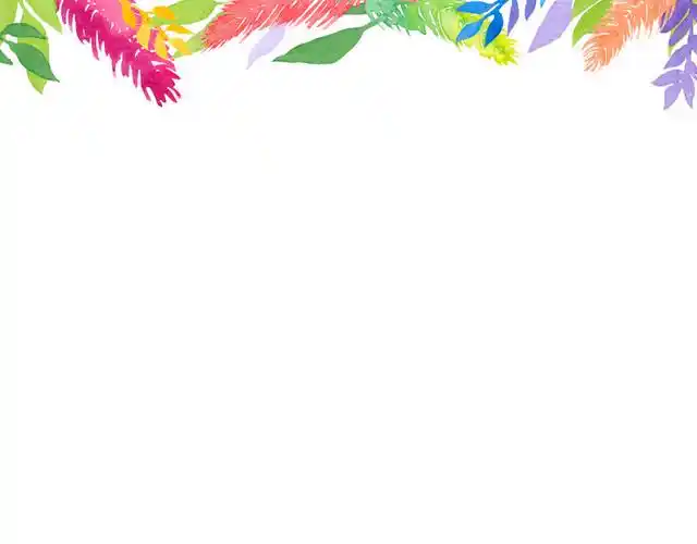 彩色植物顶部花边素材