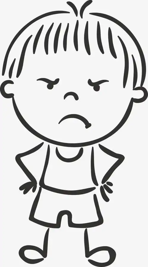 女孩生气的样子简笔画 简笔画图片大全-普车都