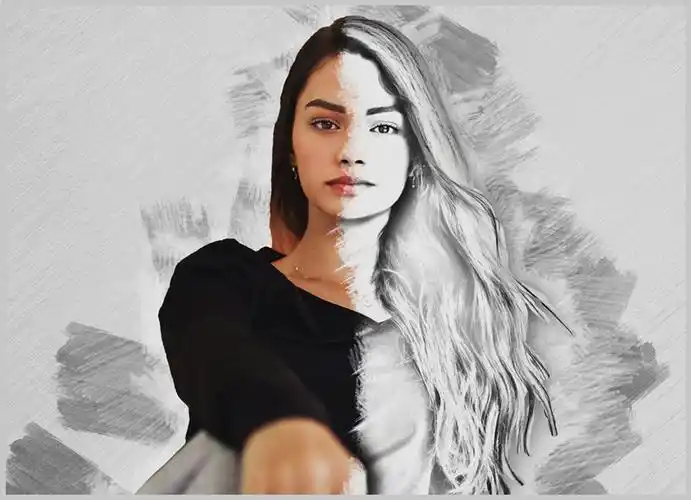 铅笔素描绘画效果照片处理特效ps动作素材pencilsketchphotoshop