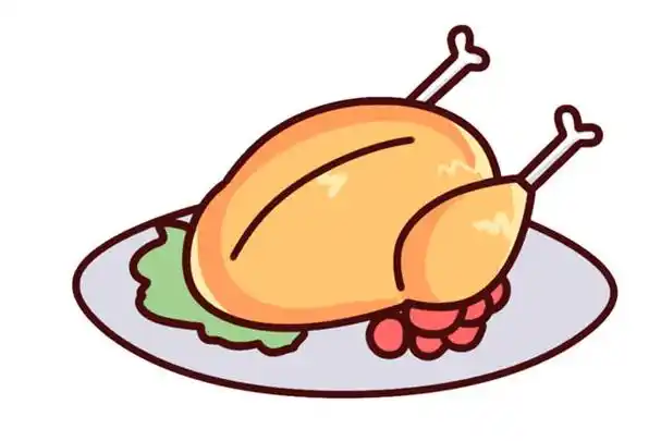 一盘烤鸡简笔画画法图片
