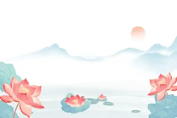 水墨荷花背景水墨风格结合莲花为主体进行设计