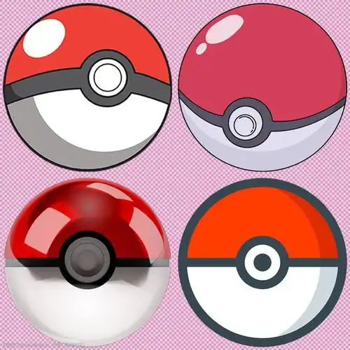 四个红色精灵球免抠png透明图层素材