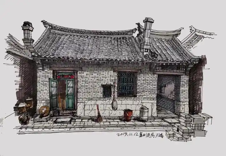 胶东民居写生-栋年手绘