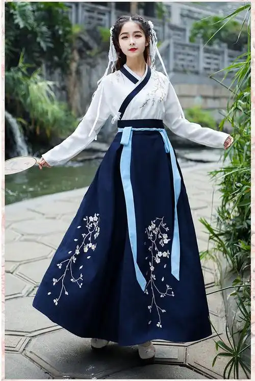 马面裙改良汉服女秋中国风襦裙学生cos古风套装汉元素交叉领古装仙女