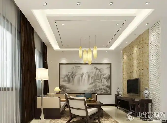 农村客厅吊顶筒灯装修效果图片