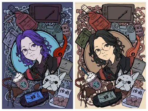 装饰画人物涂鸦插画