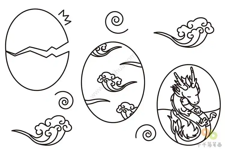创意画蛋宠系列龙简笔画