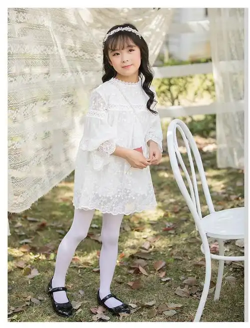 浪莎(langsha)儿童连裤袜春秋薄款夏女童打底裤白色丝袜练功跳舞专用