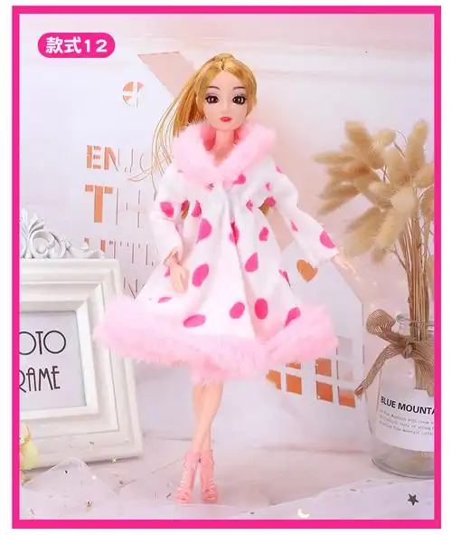 30厘米依甜芭比娃娃衣服装婚纱裙子仿真娃皮草大衣速卖通亚马逊