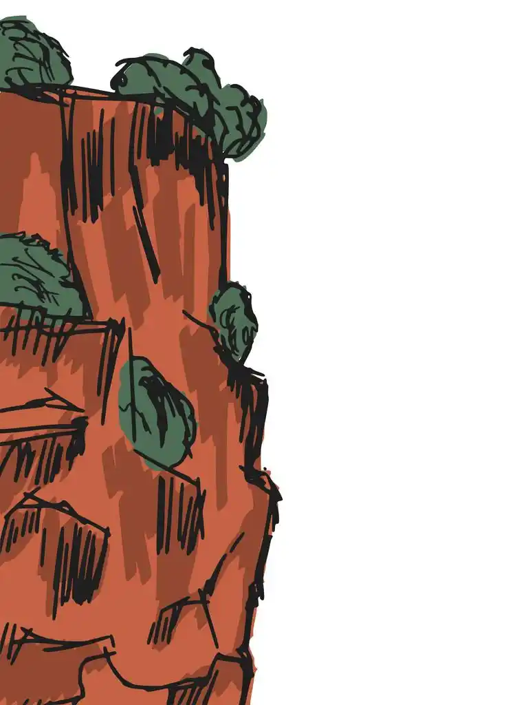 崖州,悬崖峭壁手绘,草图,卡通画