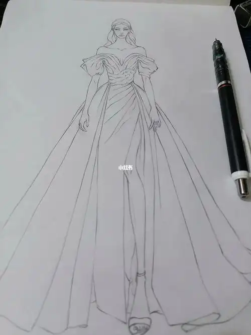 画画的日常服装线稿学习婚纱礼服