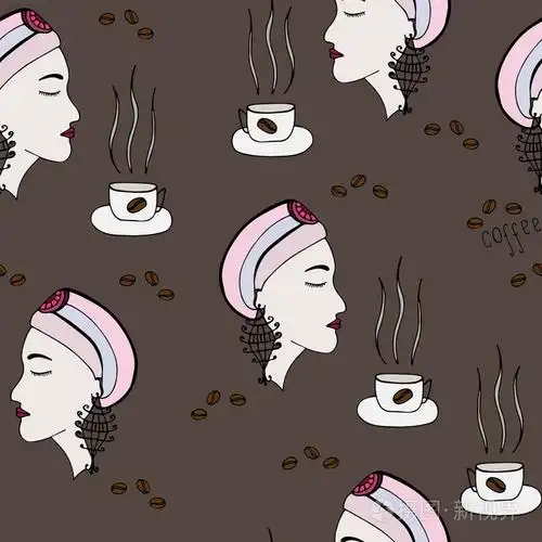 无缝和闻到咖啡的香味的女孩