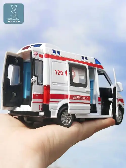120救护车模型儿童玩具大号110警车仿真车模合金小汽车男孩玩具车