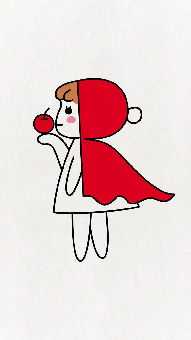 教你这样简单几步画小红帽#简笔画 #亲子简笔画 #画画 #新 - 抖音