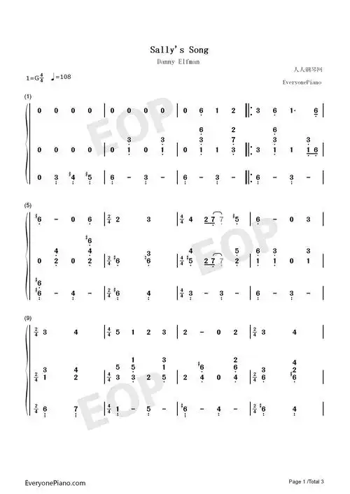 song-圣诞夜惊魂ost双手简谱预览1-钢琴谱文件(五线谱,双手简谱,数字