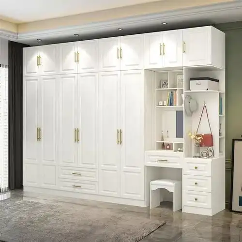 新款梳妆台一体衣柜组合书桌家用卧室现代简约小户型三四门顶柜子