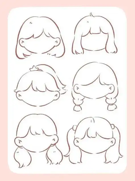 小女孩动漫简笔画头发头发的简单画法 - 头发简笔画教程头发图片简笔