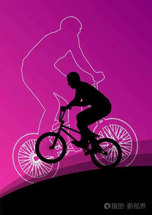 极端骑自行车骑手活跃的儿童运动剪影插画-正版商用图片1hx1dv-摄图新