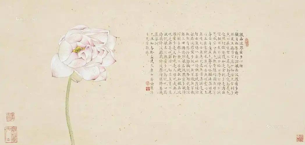 0504莲花心经镜心设色纸本