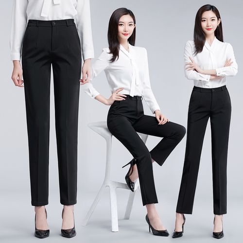 职业西裤女直筒高腰修身黑色女士上班正装工作服女裤子加绒西装裤