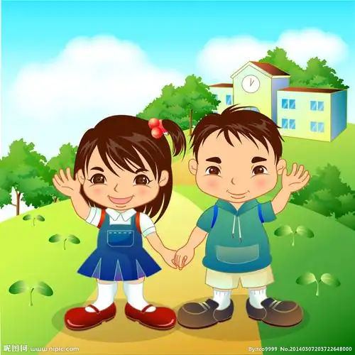 手拉手放学回家的学生图片