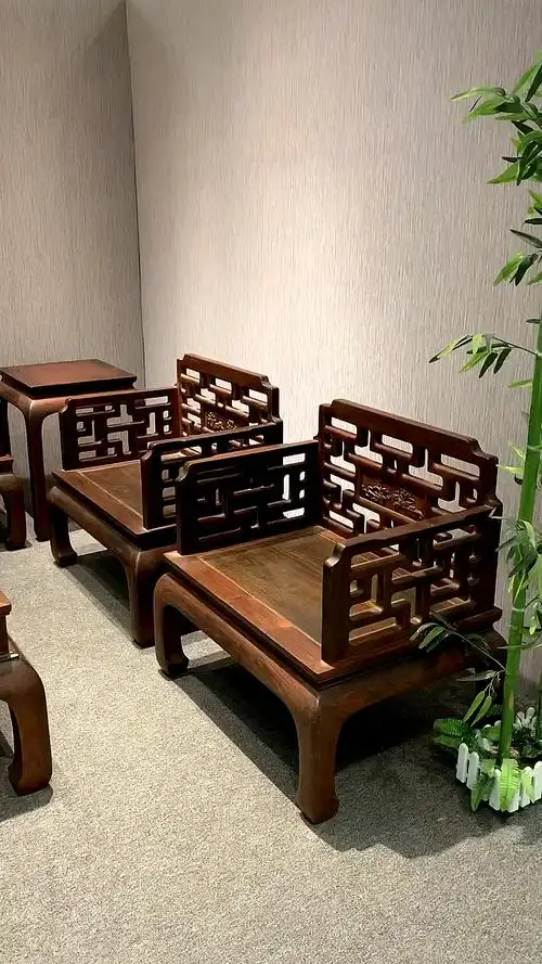 古典红木家具#中式风格的大红酸枝明式沙发