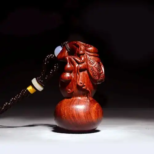 小叶紫檀手捻葫芦手工雕一鸣惊人蝉红木手把件男士随身文玩把玩件