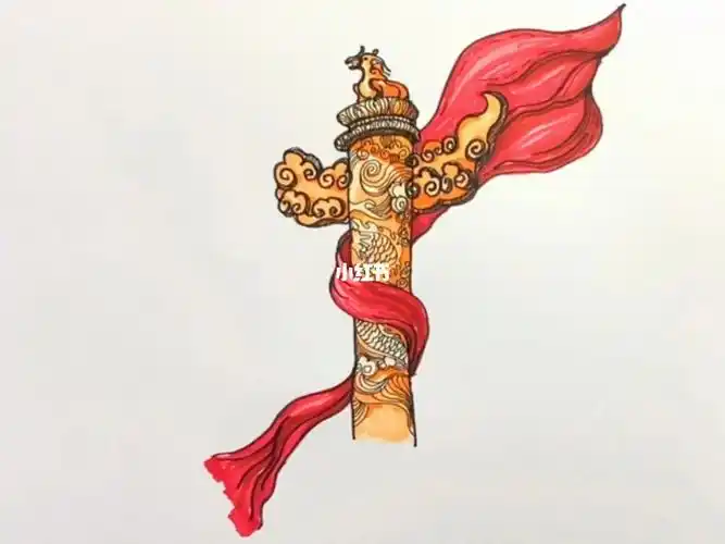 中华柱华表简笔画国庆主题儿童画