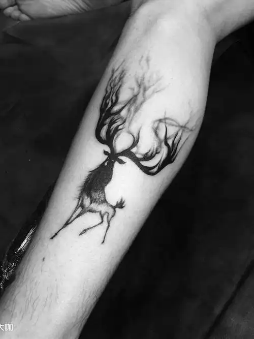 麋鹿_纹身图案手稿图片_攀攀的纹身作品集