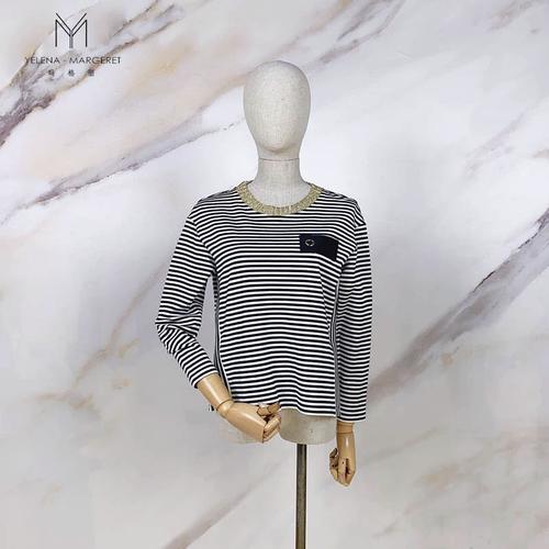 玛格丽女装秋季条纹套头衫 ts3010
