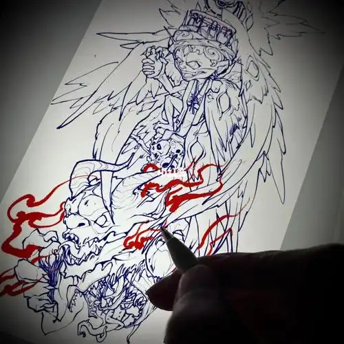 原创纹身原创手稿天使恶魔