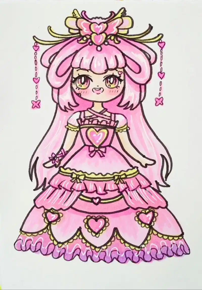 叶罗丽情公主简笔画教程.一起来画q版叶罗丽情公主#画画 #简 - 抖音