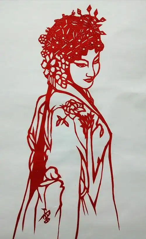 美青衣 俏花旦_剪纸